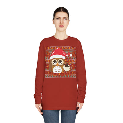 Owl in Santa Hat Ugly Christmas Sweater Long Sleeve T-shirt