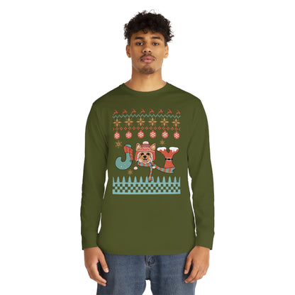 Joy Yorkshire Terrier Yorkie Dog Christmas Ugly Sweater Long Sleeve Tee