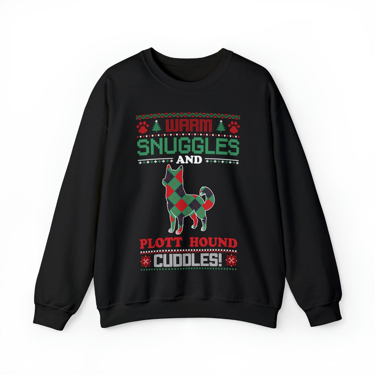 Warm Snuggles and Plott Hound Cuddles Christmas Ugly Sweater Sweatshirt