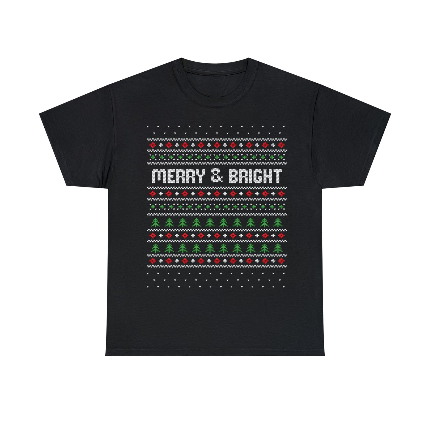 Merry and Bright Christmas Ugly Sweater Short Sleeve Tee