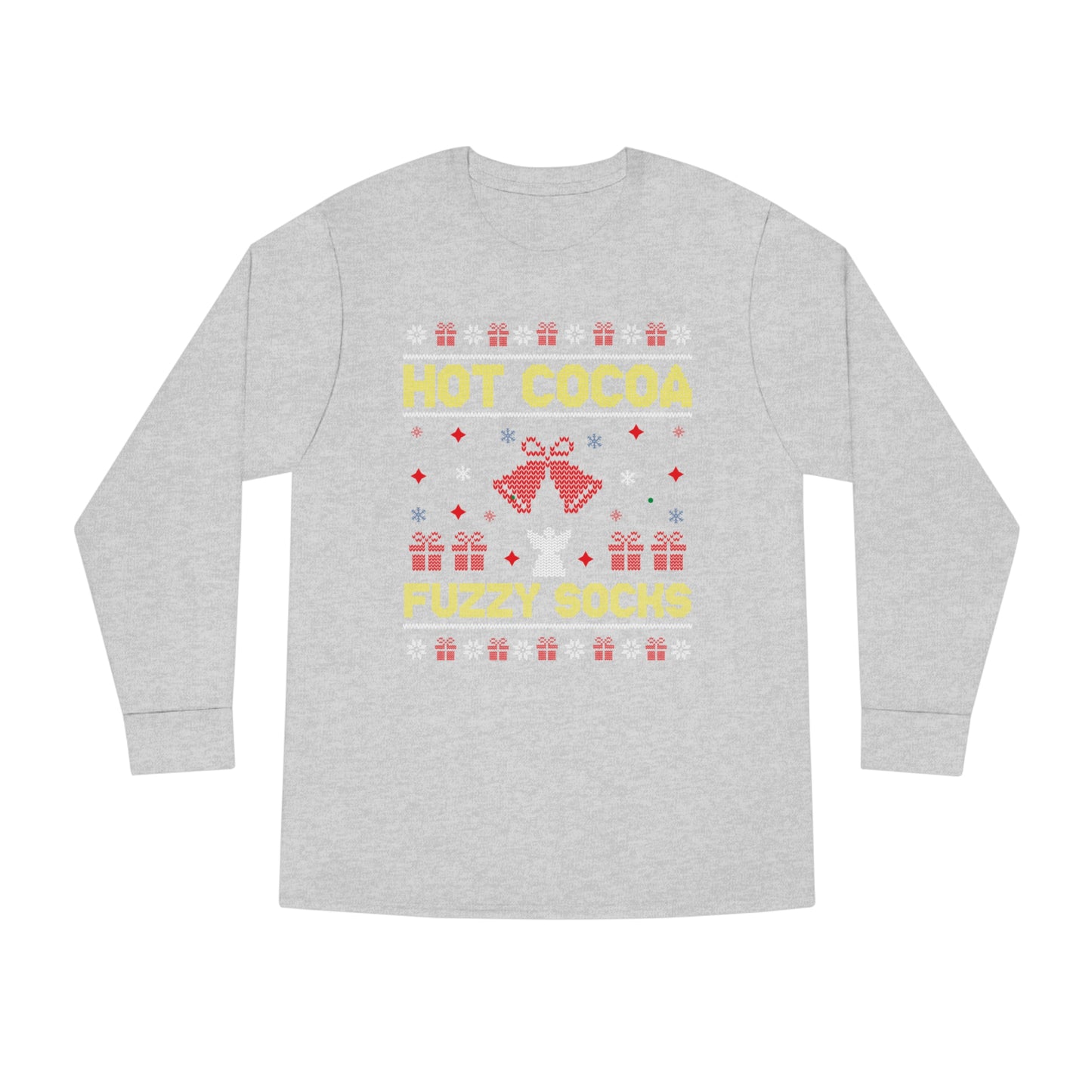 Hot Cocoa Fuzzy Socks Christmas Ugly Sweater Long Sleeve T-shirt