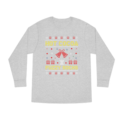 Hot Cocoa Fuzzy Socks Christmas Ugly Sweater Long Sleeve T-shirt