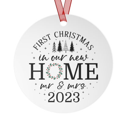 Our First Christmas in Our New Home Mr & Mrs 2023 Wedding Ornament