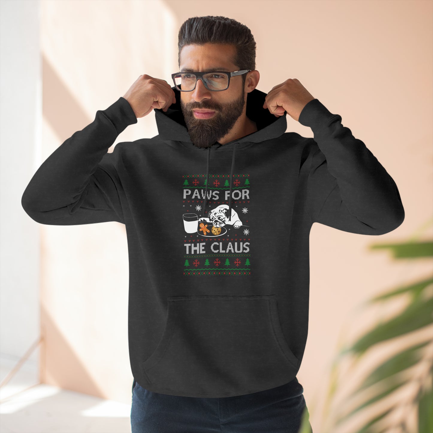 Paws for the Claus Christmas Ugly Sweater Pullover Hoodie