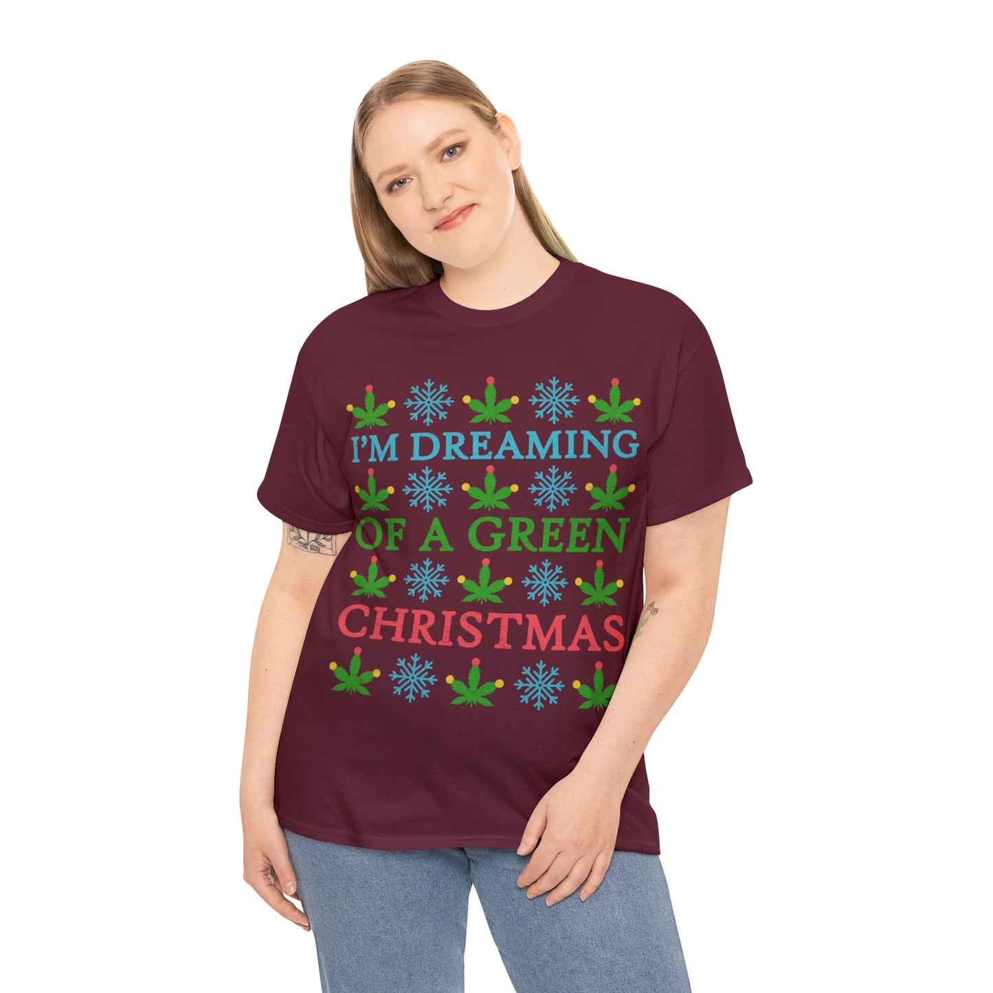 I'm Dreaming of a Green Christmas Ugly Sweater Short Sleeve Tee