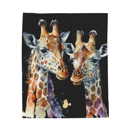 Watercolor Giraffes Blanket