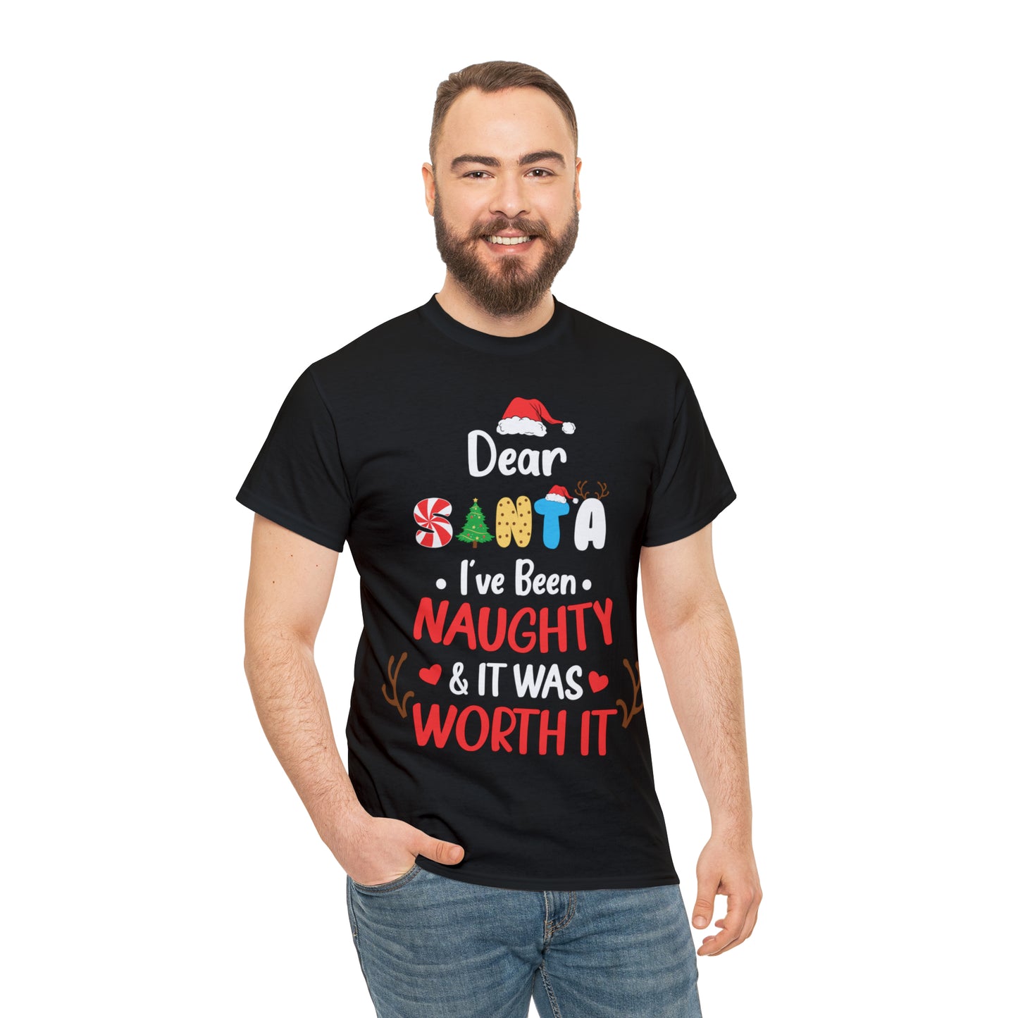 Dear Santa I've Been Naughty & It Was Worth It Christmas Short Sleeve Tee