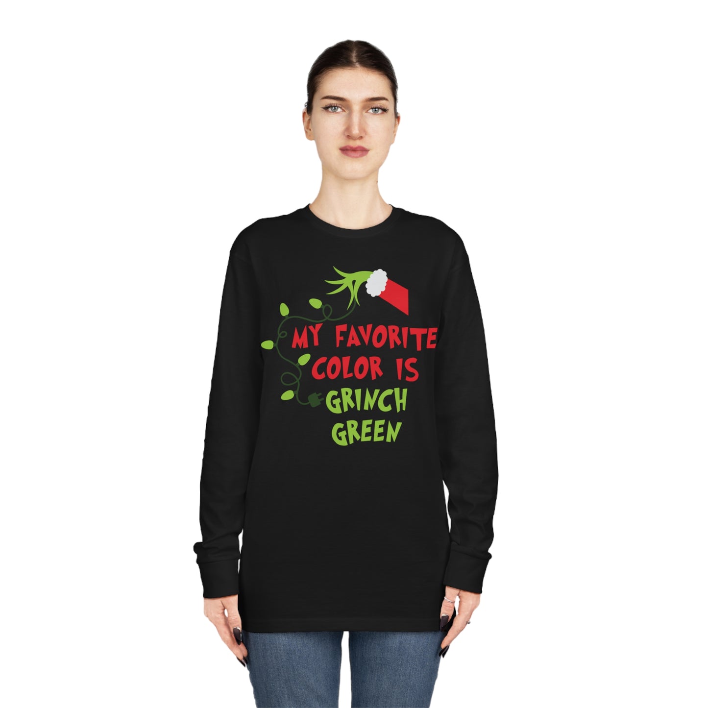 My Favorite Color is Grinch Green Christmas Long Sleeve T-Shirt