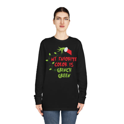 My Favorite Color is Grinch Green Christmas Long Sleeve T-Shirt