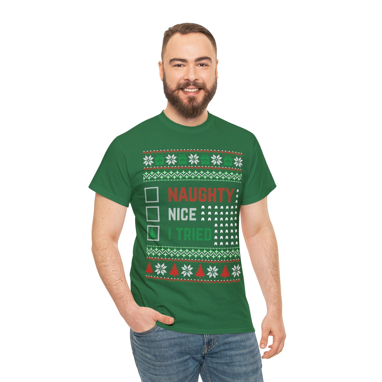 I Tried Christmas Ugly Sweater Short Sleeve Tee