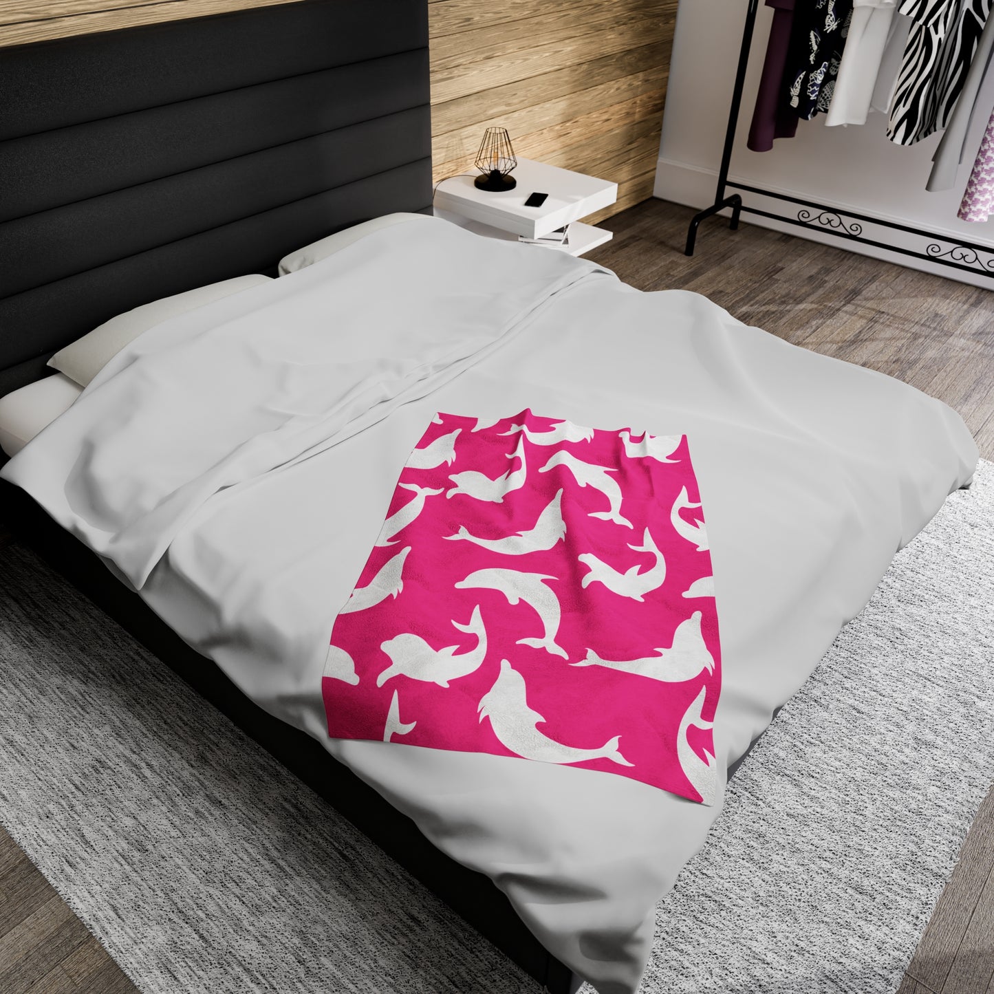 Pink Dolphin Shadows Blanket