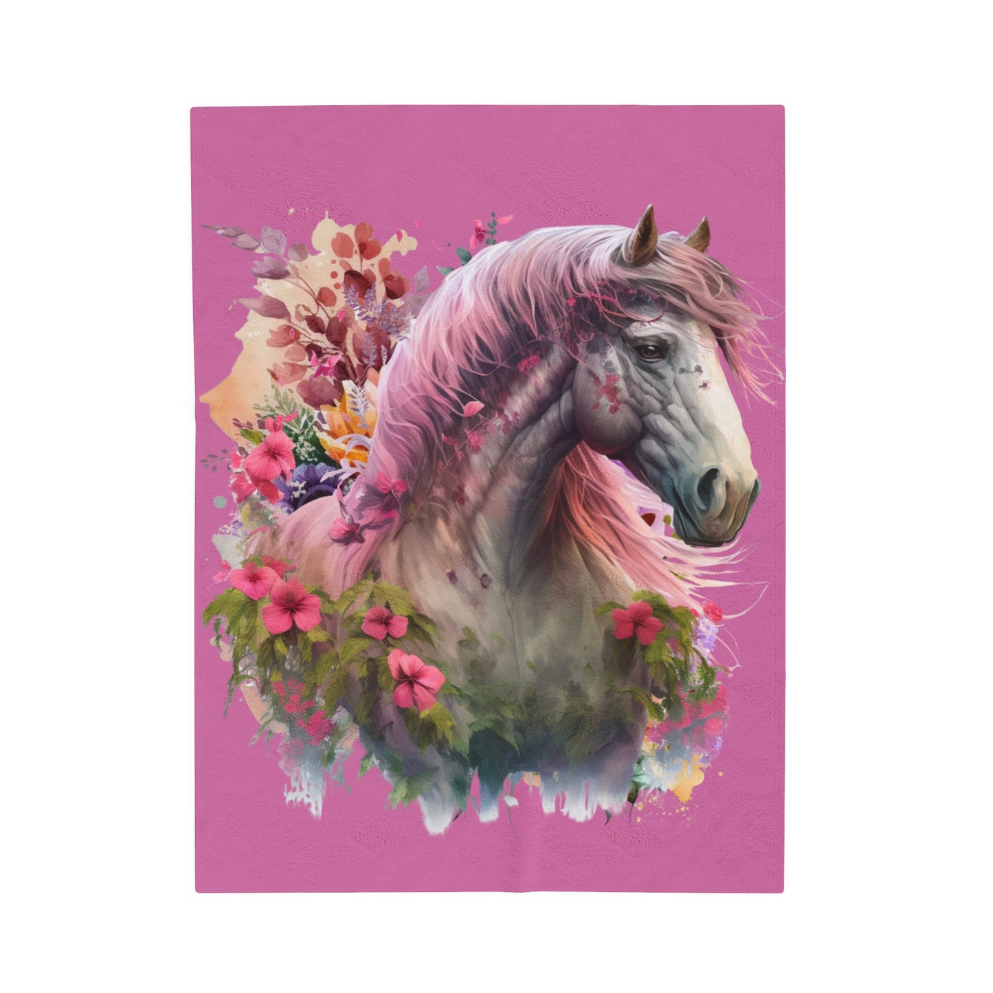 Watercolor White and Pink Horse Blanket