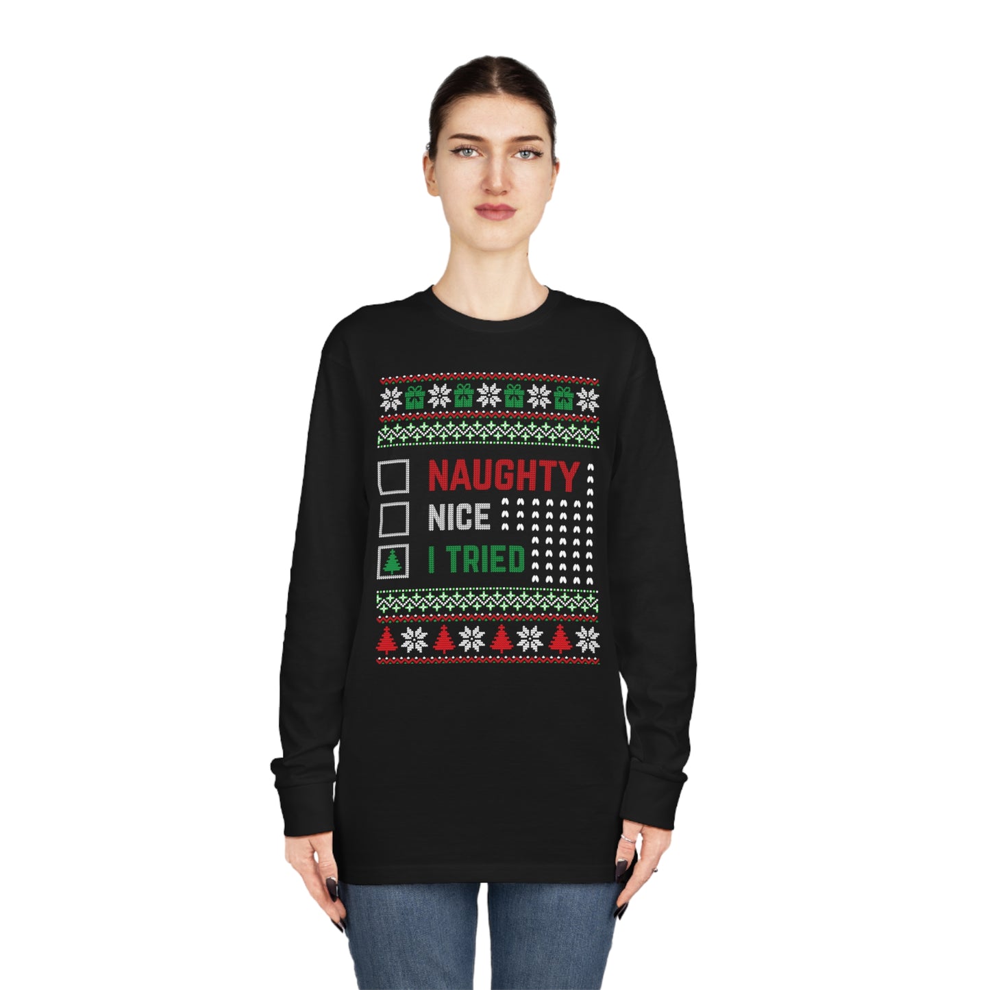 I Tried Christmas Ugly Sweater Long Sleeve T-shirt