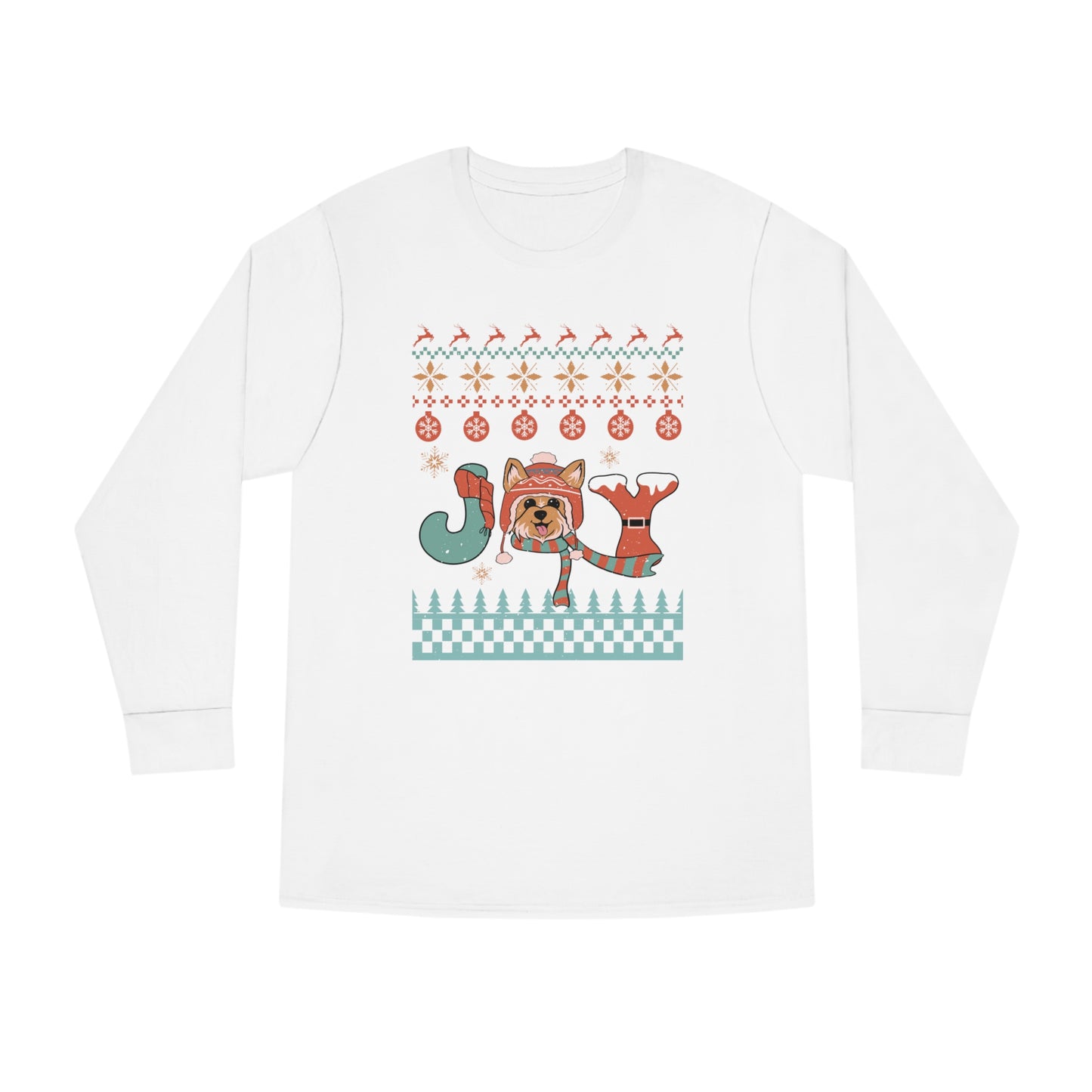 Joy Yorkshire Terrier Yorkie Dog Christmas Ugly Sweater Long Sleeve Tee