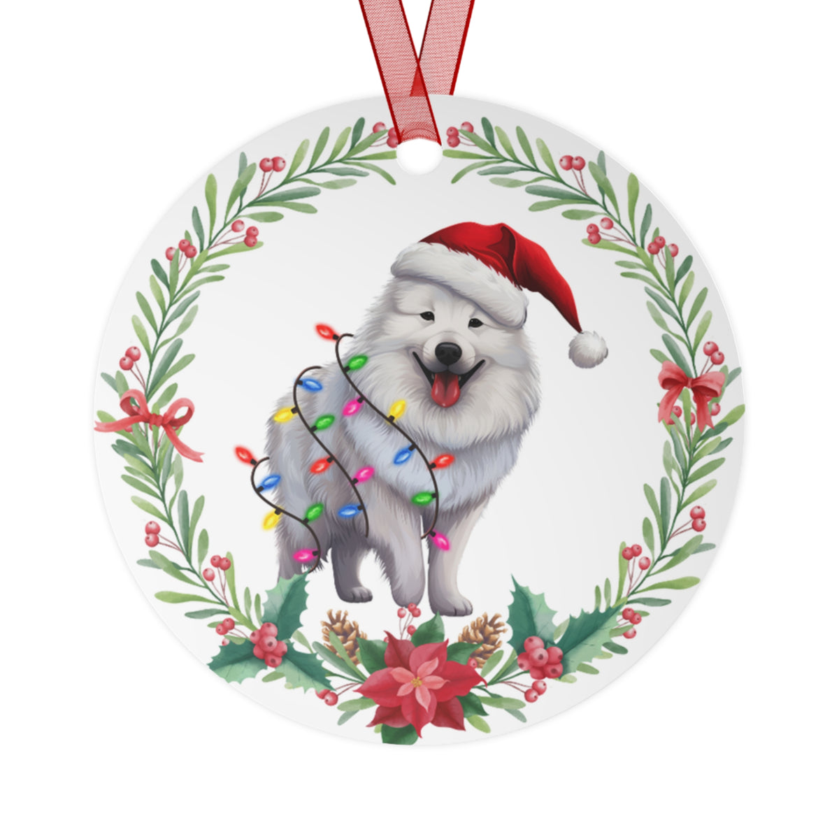 Samoyed Dog in Lights Ornament