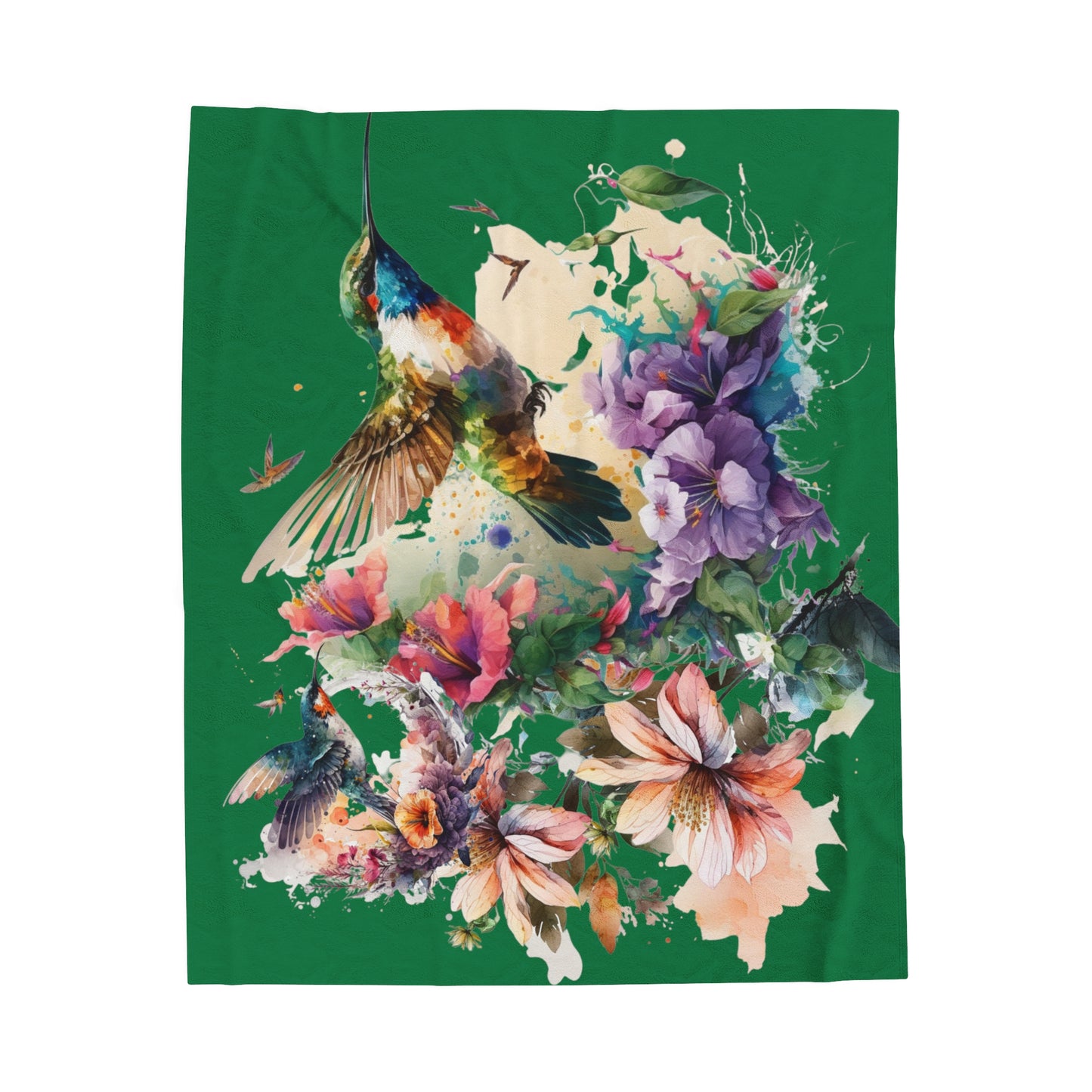 Hummingbirds with Flowers Blanket