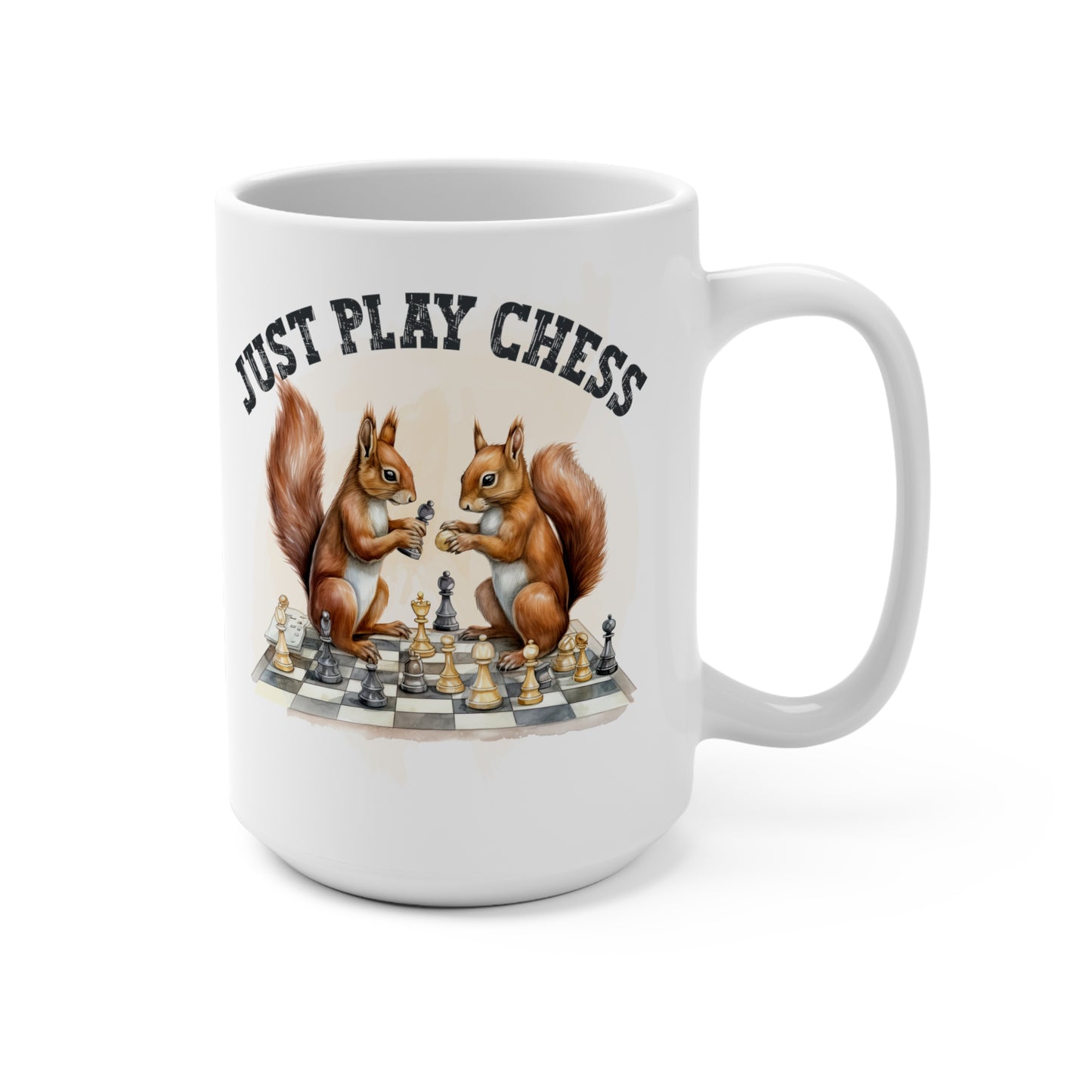 Just Play Chess Squirrels Mug 15oz