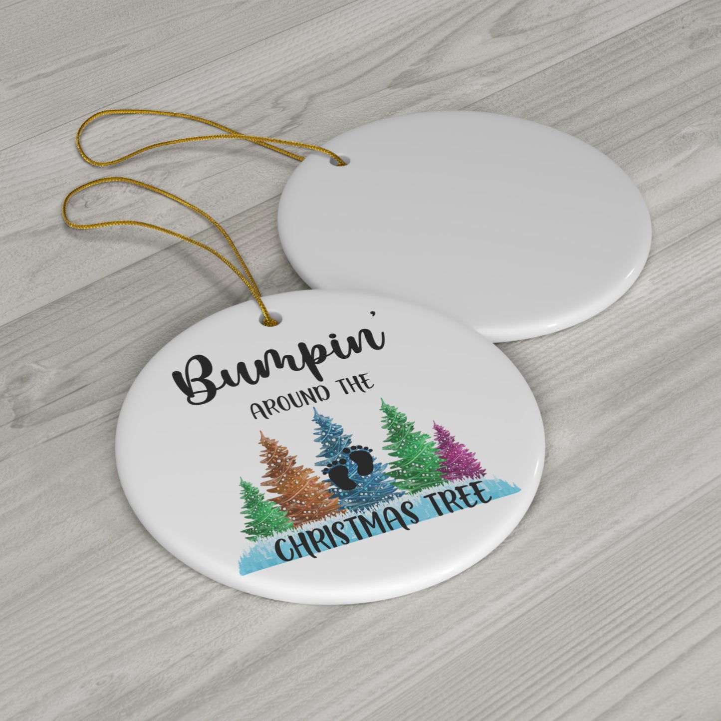 Bumpin' Around The Christmas Tree Christmas Ceramic Ornament