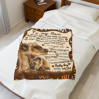 To My Son Lion Hearted Love Soft Velveteen Minky Blanket From Mom Throw Gift