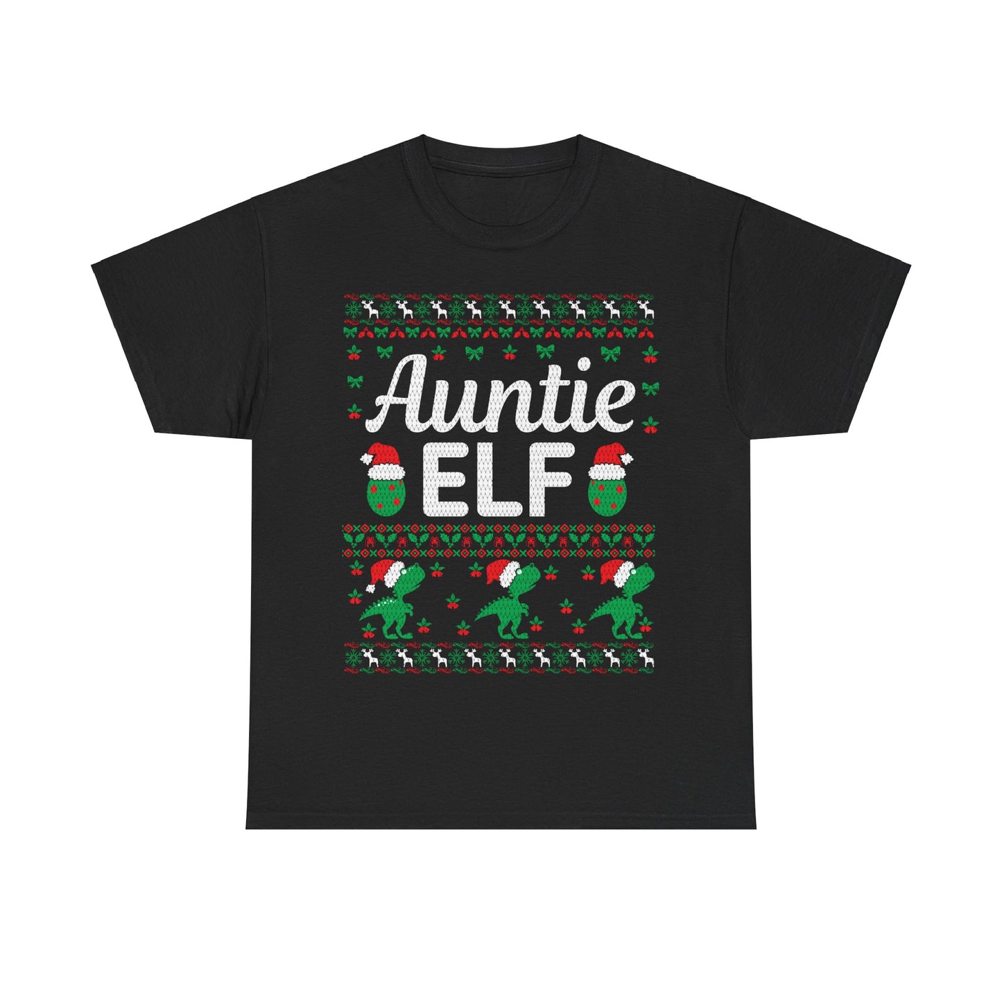 Auntie Elf Christmas Ugly Sweater Short Sleeve Tee