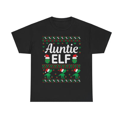 Auntie Elf Christmas Ugly Sweater Short Sleeve Tee