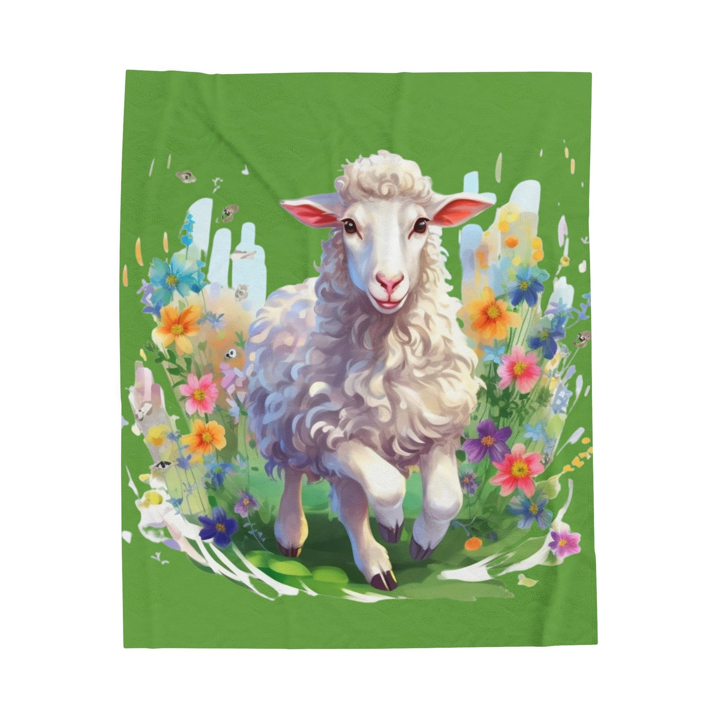 Sheep with Flowers Blanket