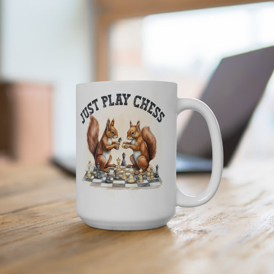 Just Play Chess Squirrels Mug 15oz