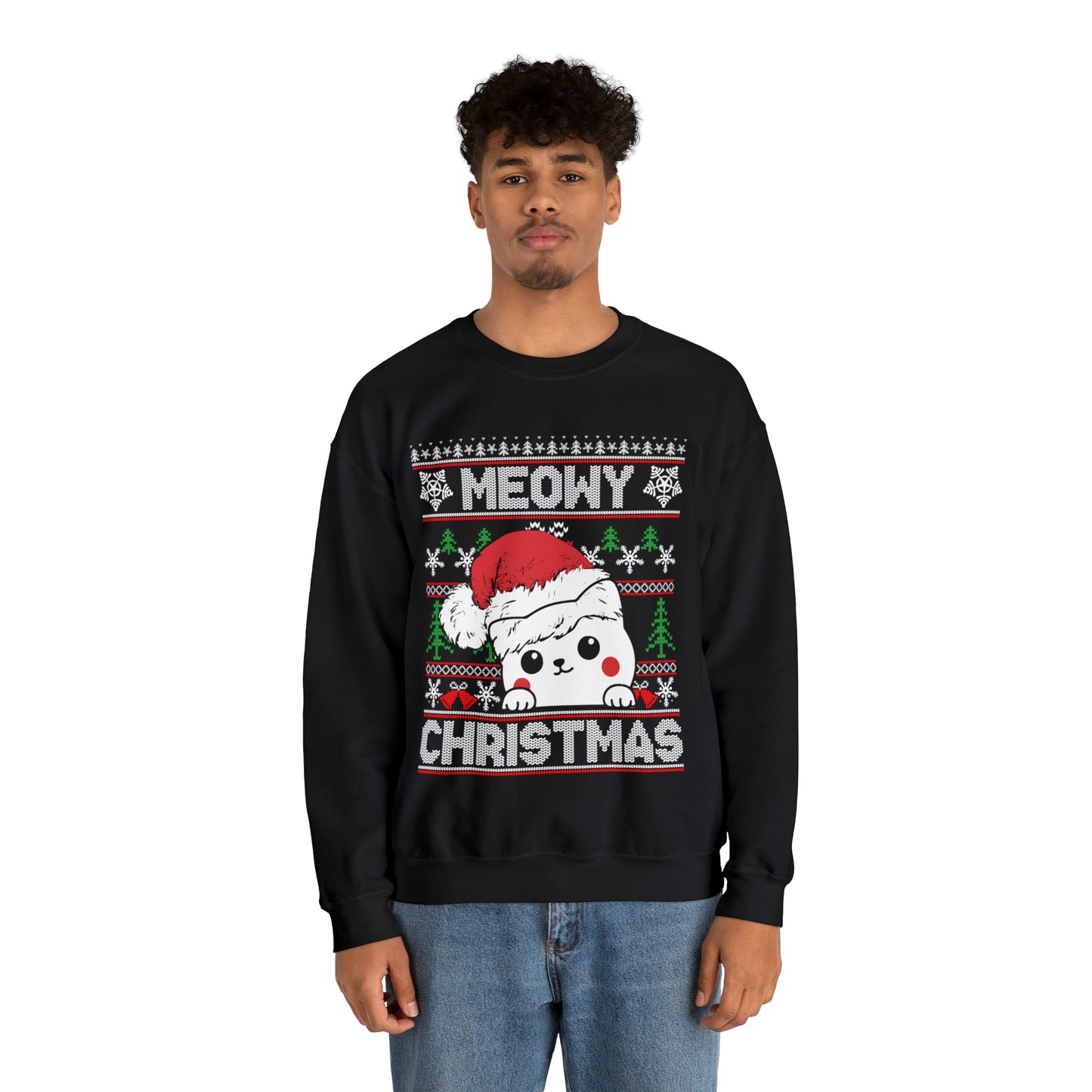 Meowy Christmas Cat Ugly Sweater Sweatshirt