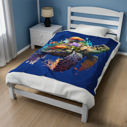 Sea Turtle with Flowers Blanket