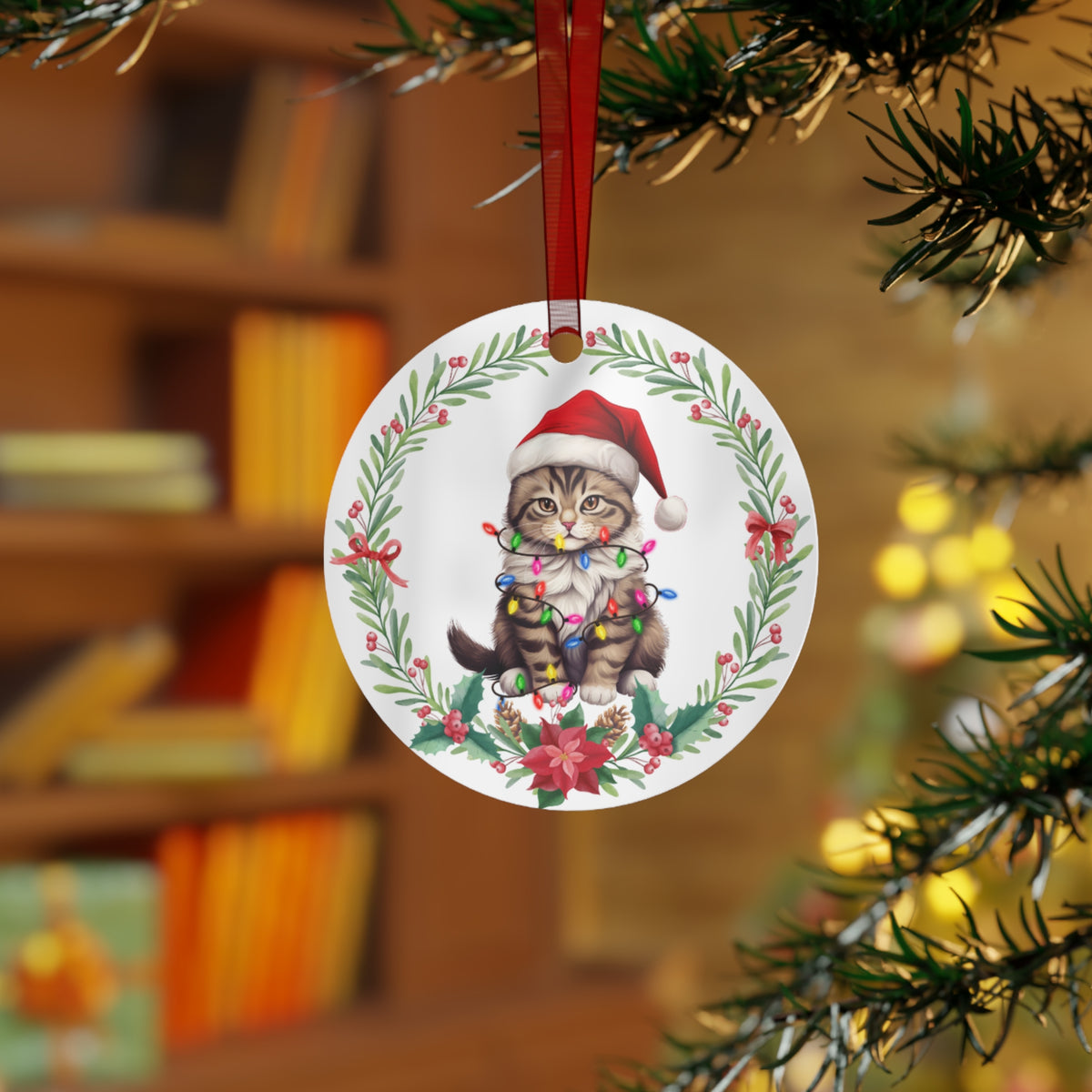 American Wirehair Cat in Lights Ornament
