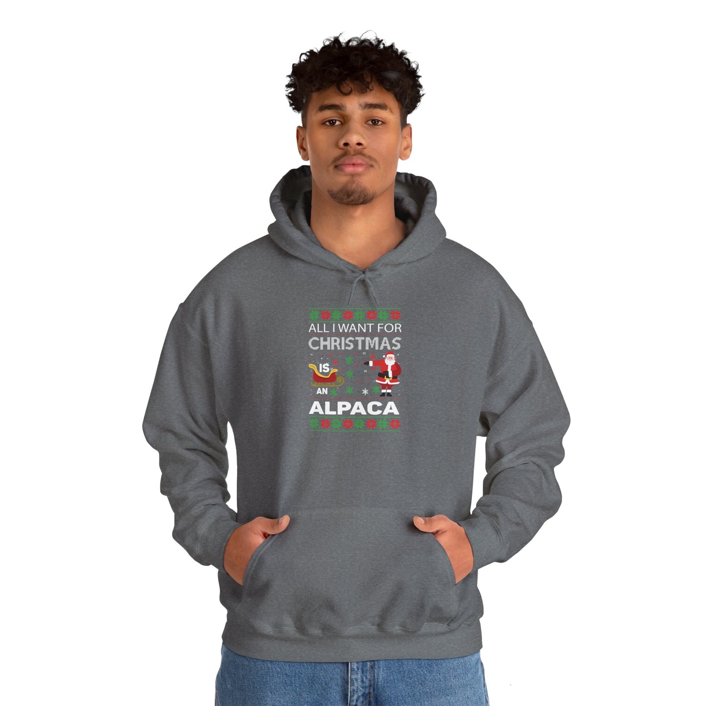 All I Want for Christmas is an Alpaca Ugly Sweater Pullover Hoodie