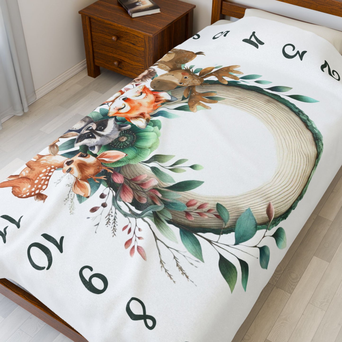 Cute Wildlife Milestone Velveteen Plush Blanket