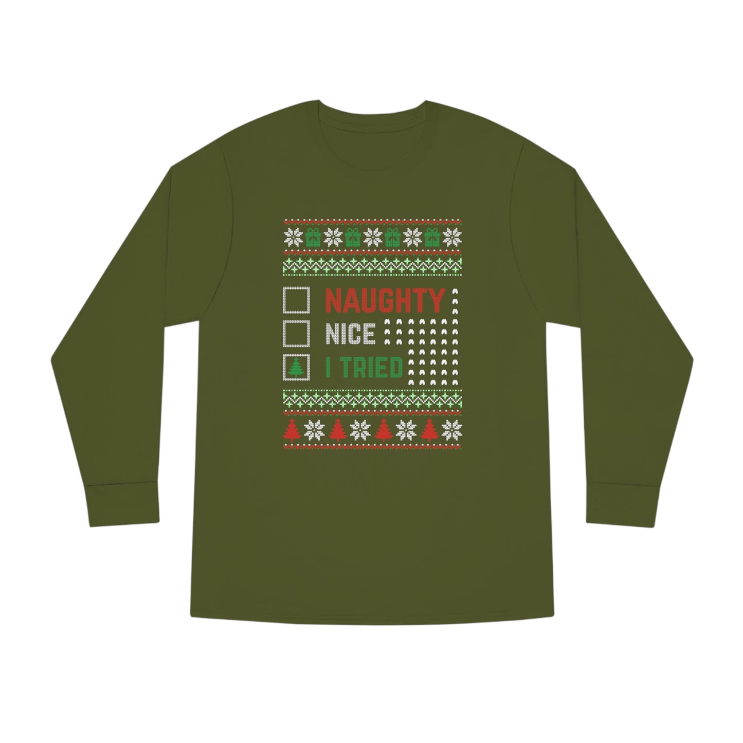 I Tried Christmas Ugly Sweater Long Sleeve T-shirt