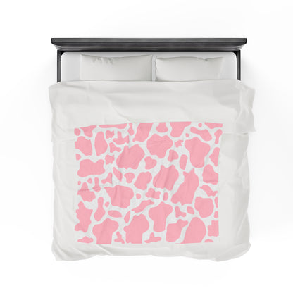 Pink Cow Print Plush Blanket