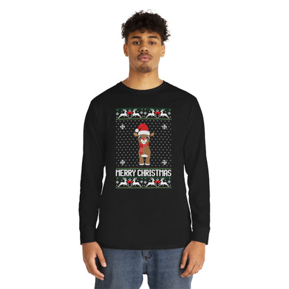 Merry Christmas Rudolph Ugly Christmas Sweater Long Sleeve Tee