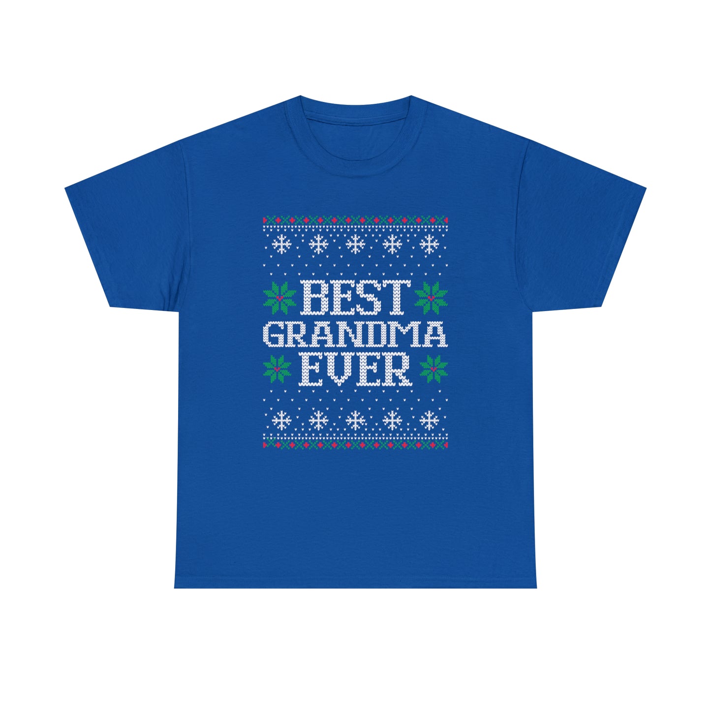 Best Grandma Ever Christmas Ugly Sweater Short Sleeve Tee