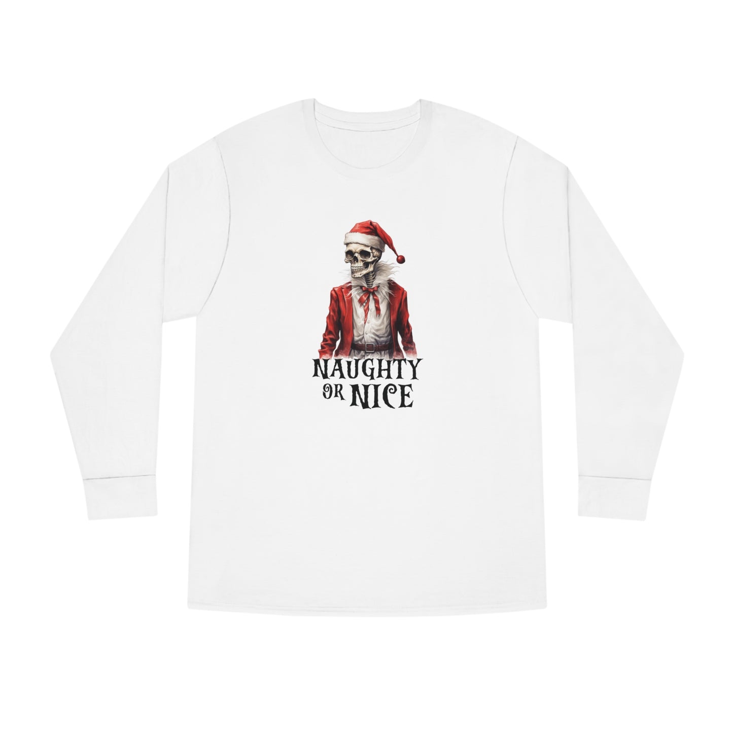 Naughty or Nice Skeleton Christmas Long Sleeve Tee