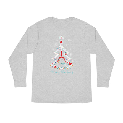 Merry Christmas Stethoscope Christmas Tree Medical Nurse Long Sleeve Tee