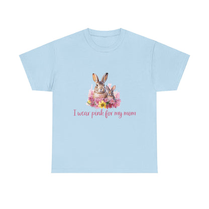 I Wear Pink For My Mom Rabbit Breast Cancer Short Sleeve Tee