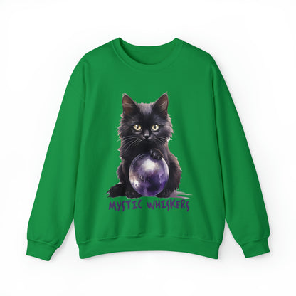 Mystic Whiskers Black Cat Halloween Sweatshirt