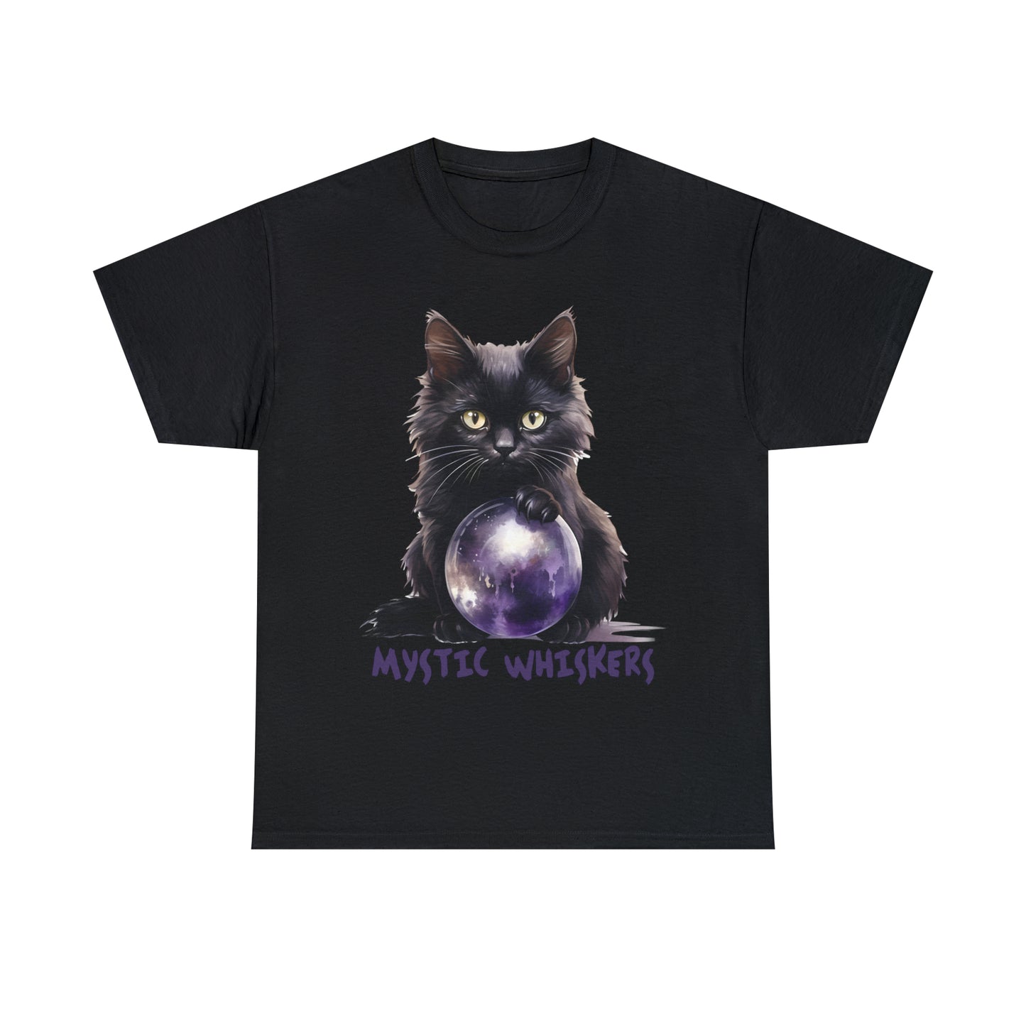 Mystic Whiskers Black Cat Halloween Short Sleeve Tee