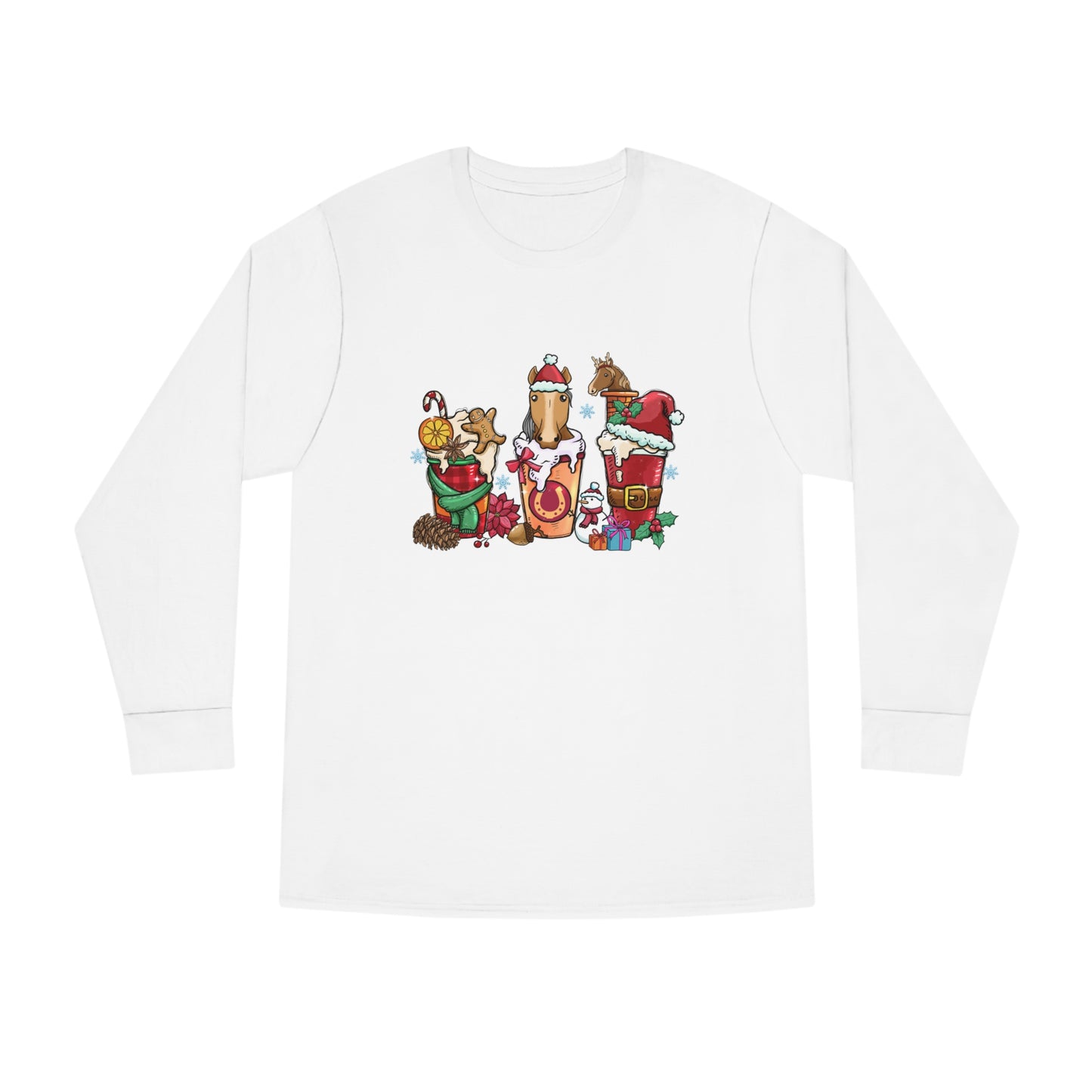 Horse Christmas Latte Long Sleeve Tee