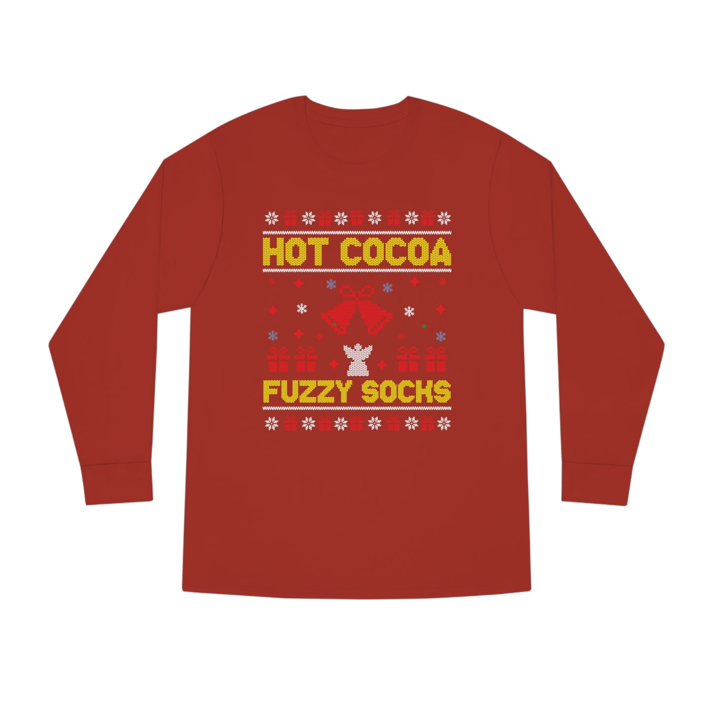 Hot Cocoa Fuzzy Socks Christmas Ugly Sweater Long Sleeve T-shirt