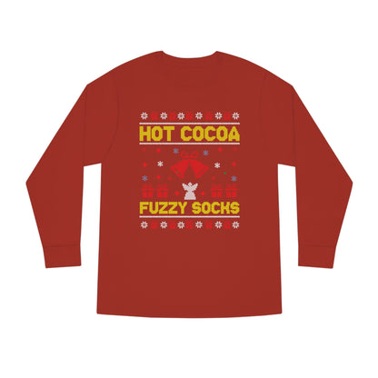 Hot Cocoa Fuzzy Socks Christmas Ugly Sweater Long Sleeve T-shirt