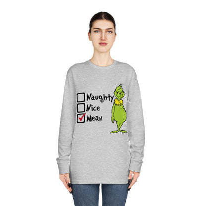 Naughty Nice Mean Grinch Christmas Long Sleeve T-Shirt