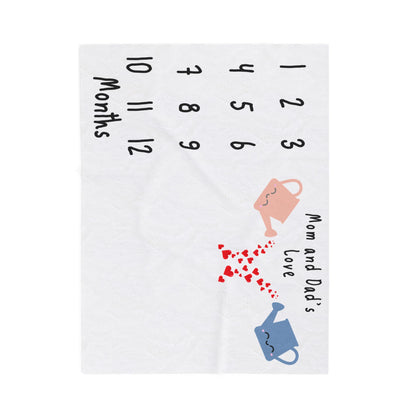 Mom and Dad's Love Milestone Velveteen Plush Blanket