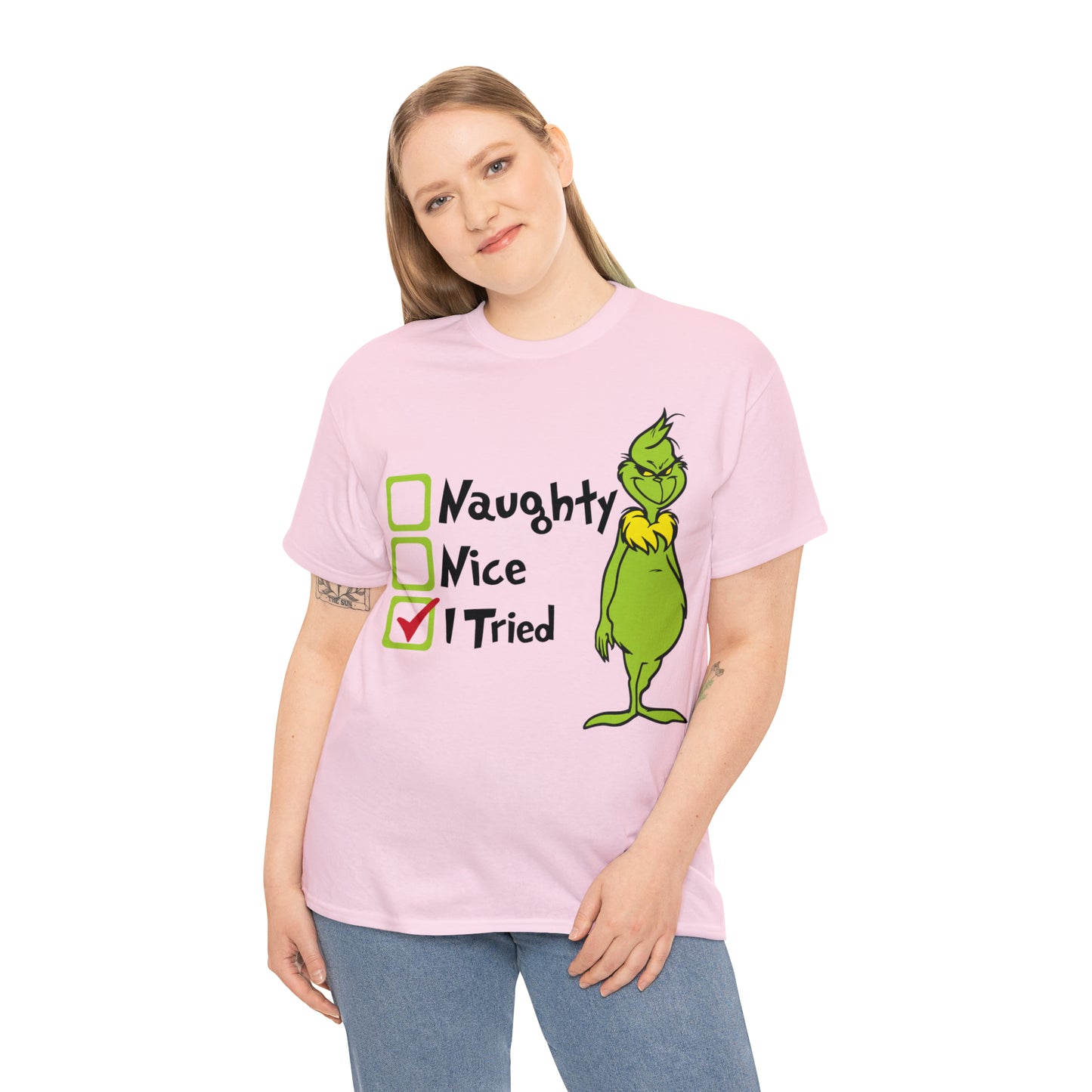 Naughty Nice I Tried Grinch Christmas Short Sleeve Tee