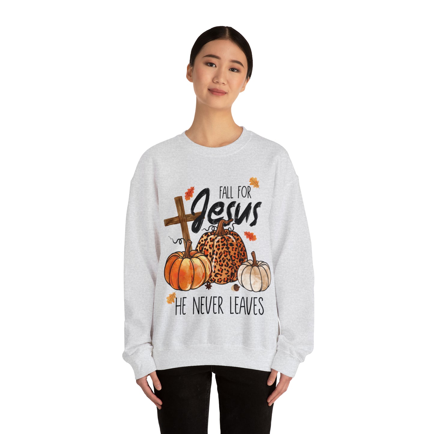 Fall For Jesus He Never Leaves Christian Halloween Sweatshirt