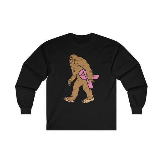 Squatch Bigfoot Breast Cancer Halloween Long Sleeve Tee