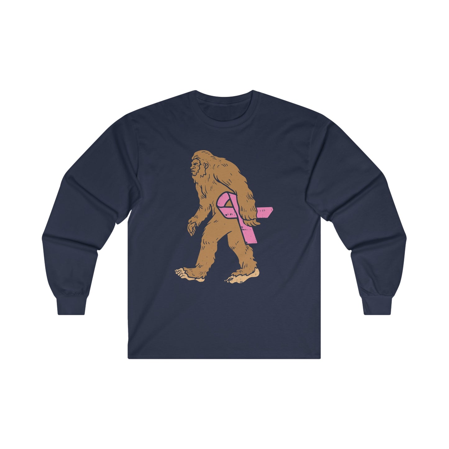 Squatch Bigfoot Breast Cancer Halloween Long Sleeve Tee